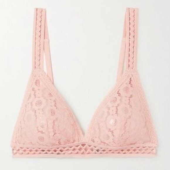New Stella McCartney Mia Remembering Stretch-Lace Triangle Barbie Pink Blush Bra - Picture 5 of 12